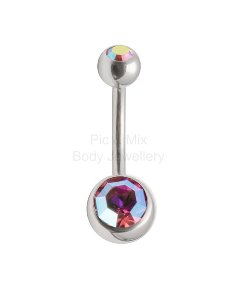 Double Gem belly bar - 1.6 x 10mm