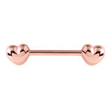 Nipple Bar- 1.6x14mm Silver or Rose Gold Steel Hearts