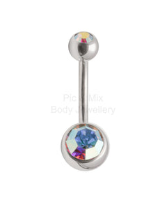 Double Gem belly bar - 1.6 x 10mm