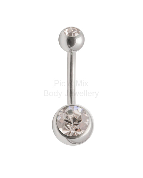 Double Gem belly bar - 1.6 x 10mm