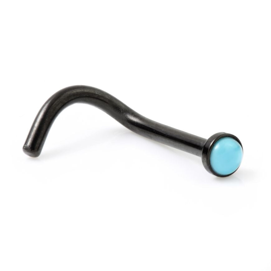 316L surgical steel Nose Screw -black/turquoise, rose/ turquoise