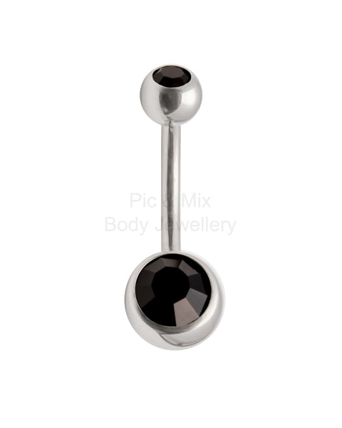 Double Gem belly bar - 1.6 x 10mm