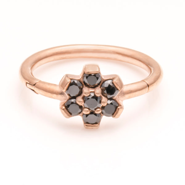 Rose gold coloured crystal flower hinge ring - Assorted Colours