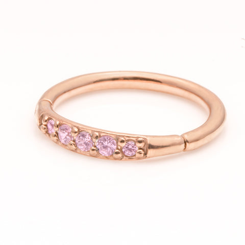 Rose gold coloured hinged ring with crystal gems 1.2x6 or 8mm