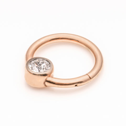 Rose Gold coloured surgical steel hinged ring