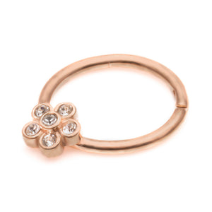 Rose gold coloured steel hinged ring