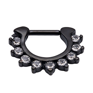 Septum Clicker - 1.2mm Black with assorted crytals
