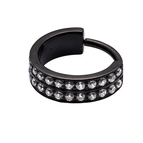 Black steel Conch hinged ring with swarovski crystals