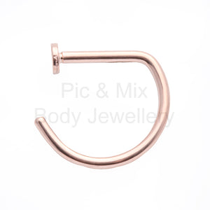 Titanium Rose Gold Open D Nose ring 0.9x8mm