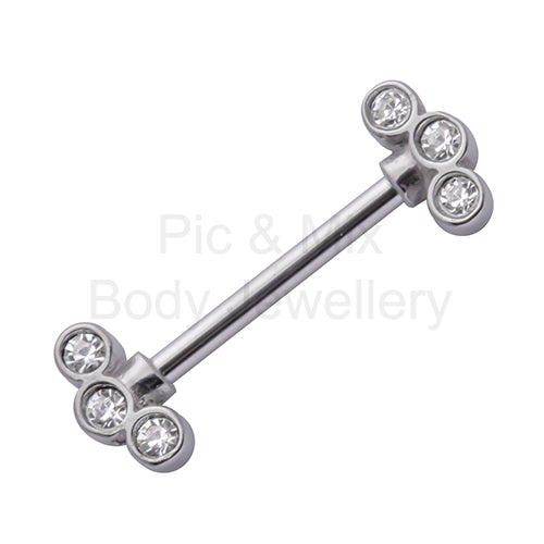 Nipple Bar - 1.6x14mm Steel Cast Tripple gem
