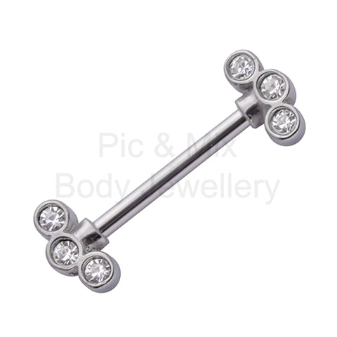 Nipple Bar - 1.6x14mm Steel Cast Tripple gem