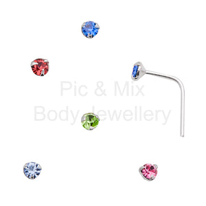 Sterling Silver 3 claw crystal nose stud