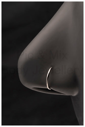 Surgical steel open nose ring - 0.8 x 6,7,8,9 or 10mm