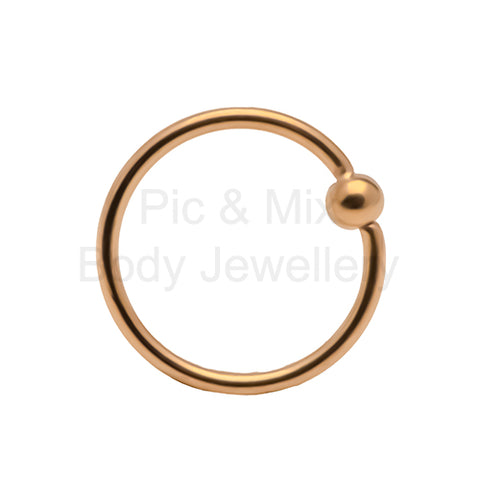 Gold Continuous 'Ball' nose ring 0.8 x 6,7,8,9 or 10mm