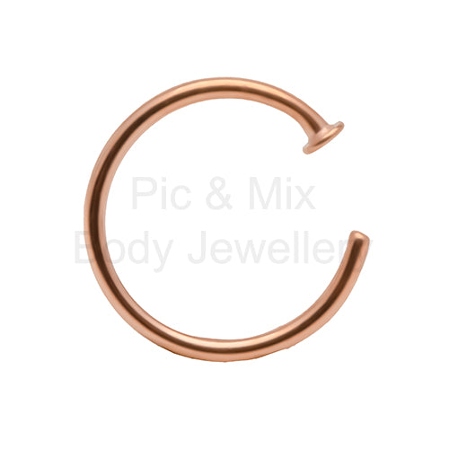Rose gold coloured surgical steel open nose ring