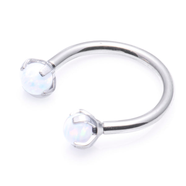 Septum/Nipple ring - Synthetic Opal Horseshoe