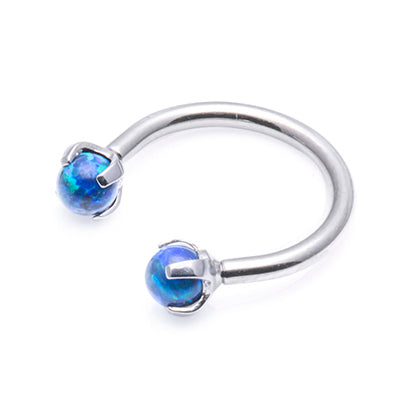 Septum/Nipple ring - Synthetic Opal Horseshoe