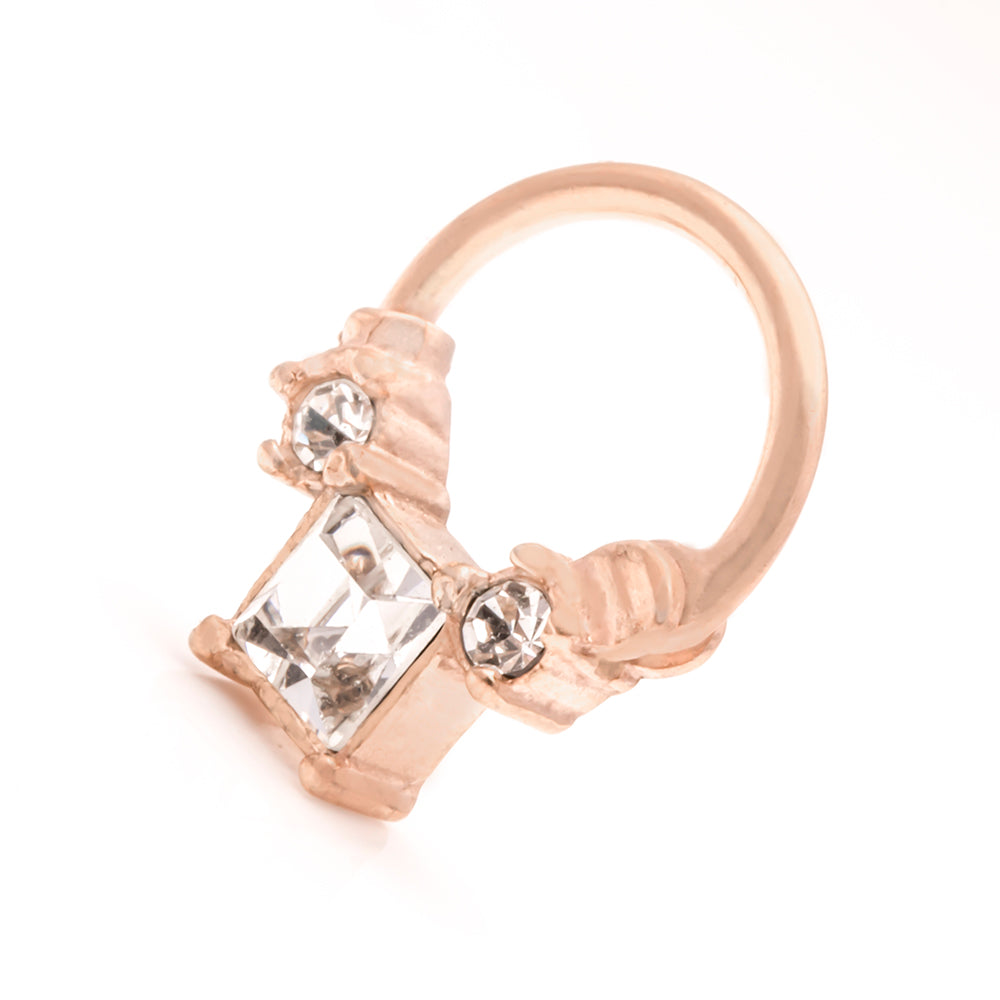Rose gold coloured square gem hinge ring