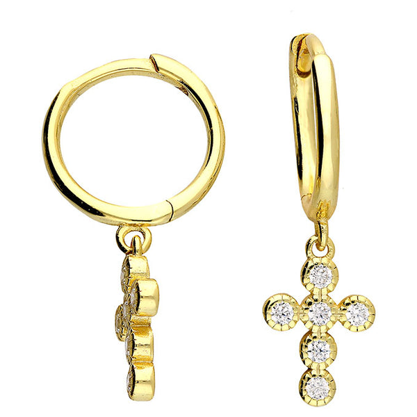 Sterling Silver earring or Gold plate cross