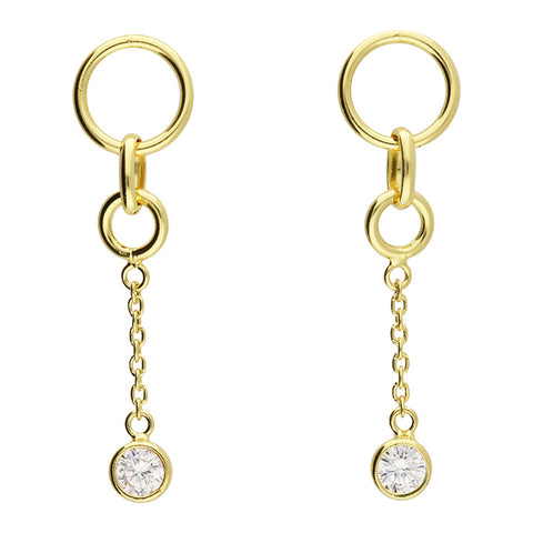 Sterling Silver earring or Gold plate Drop cz earring