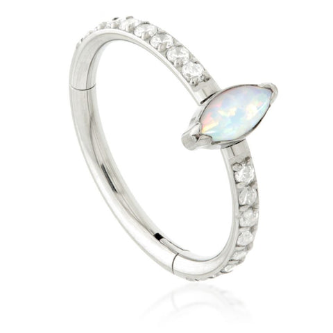 Titanium Hinged 1.2x10mm  with cz or synthetic opal Marquise
