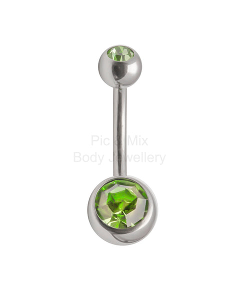 Double Gem belly bar - 1.6 x 10mm