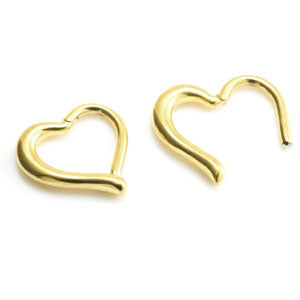 Gold Plate steel heart Daith ring