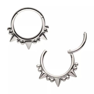 Daith/Septum ring - 1.2x10mm hinged ring  Spikes