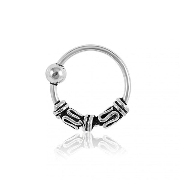 Sterling Silver Nose  ring - Bali stylye oxidized silver