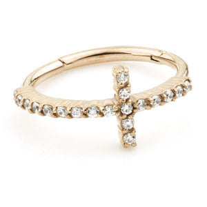 Cross Conch Ring 1.2x12 Available in 24k Gold plate, rose plate or plain