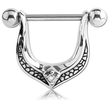 Nipple clicker- 1.6x14mm with cubic zircon claw set stone