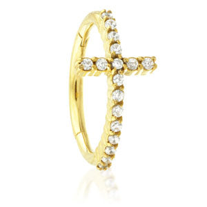 Cross Conch Ring 1.2x12 Available in 24k Gold plate, rose plate or plain