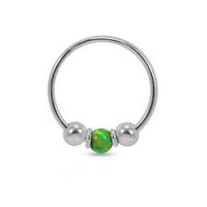 Sterling Silver Nose  ring - Synthetic opal ball