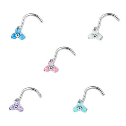 Nose Screw - Titanium claw set Synthetic Opals