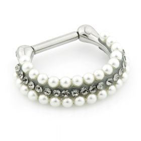 Hinged ring with synthetic pearls and crystals inlayed