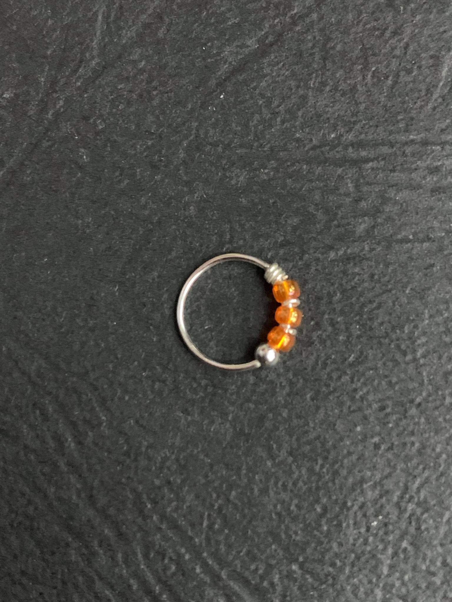 Sterling silver nose ring - Amber Translucent